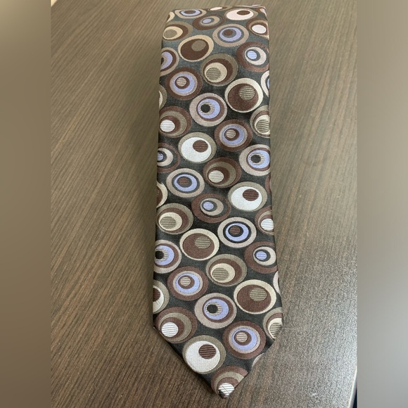 TED BAKER London Men's Tie Mod Retro Geometric Textured 100% Silk Made in USA - Picture 2 of 7